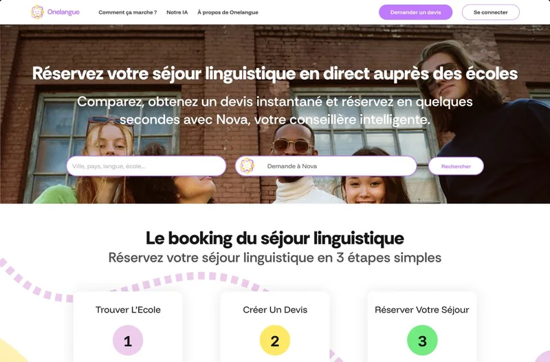 Plateforme de réservation de séjours linguistiques OneLangue